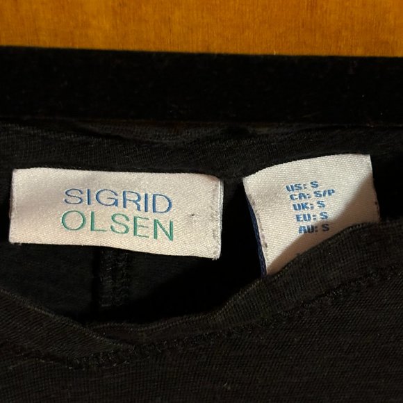SIGRID OLSEN black t-shirt top casual Size Small - Picture 3 of 10
